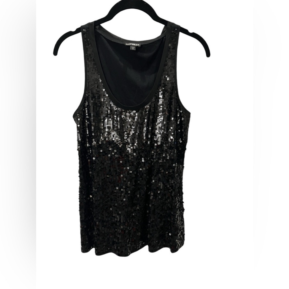 Express black sequin front tank size S